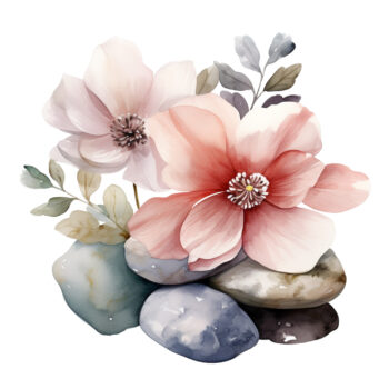 Watercolor flower cute composition. Generative AI, png image.